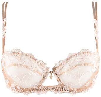 Lingerie Dressing Floral 1/2 cup Balconette BH bruin/ivoor ACC3088 Huid/Ivoor - 80D