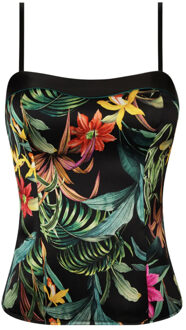 Lingerie Fleurs Etoile Bustier bloem dessin rood geel groen zwart ACH4496 - 75BC(40)