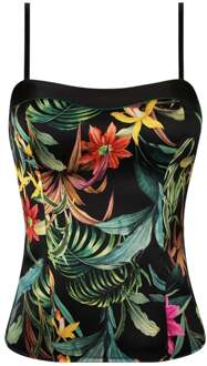 Lingerie Fleurs Etoile Bustier bloem dessin rood geel groen zwart ACH4496 - 85BC(44)