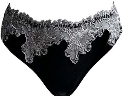 Lingerie Slips Platinum Royale String zwart/zilver 1630 Zwart/grijs - 38