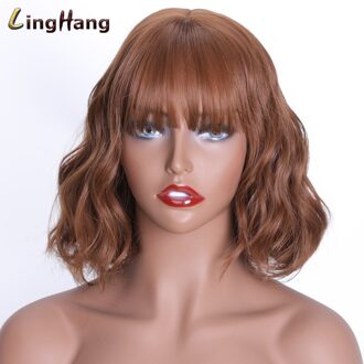 Linghang Mode Korte Golf Pony Pruik 15 Kleuren Hoge Temperatuur Synthetische Pruik Dames Ddaily Pruik 10-12-30