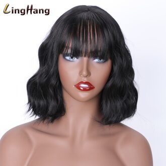 Linghang Mode Korte Golf Pony Pruik 15 Kleuren Hoge Temperatuur Synthetische Pruik Dames Ddaily Pruik 1936-2