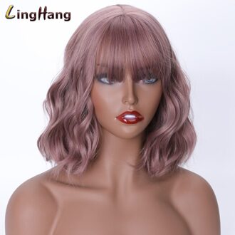 Linghang Mode Korte Golf Pony Pruik 15 Kleuren Hoge Temperatuur Synthetische Pruik Dames Ddaily Pruik 612-68-361