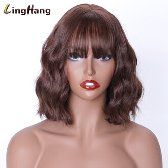 Linghang Mode Korte Golf Pony Pruik 15 Kleuren Hoge Temperatuur Synthetische Pruik Dames Ddaily Pruik 8-33