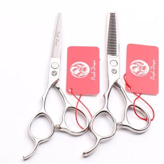 Linkerhand 5.5 Inch Paarse Draak Kapper Zilver Snijden Schaar Dunner Schaar Professionele Haar Schaar Styling Tool Yin D 55N