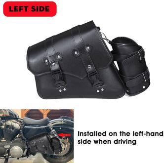 Linkerkant Universele Pu Leer Motorfiets Kant Zadeltas Bagage Zakken Fles Houder Vork Tool Pouch Black Waterdichte Brandstof Bottl