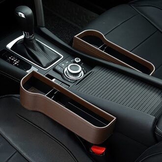 Links/Rechts Universal Passenger Driver Side Auto Seat Gap Opbergdoos Pocket Organizer Drinken Telefoon Houder Zwart/Bruin auto Interieur browm 1paar
