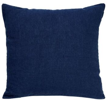 LINN - Kussenhoes 45x45 cm - 100% linnen - effen kleur - Insignia Blue - donkerblauw