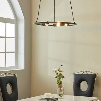Linnard hanglamp van staal, 5-lamps zwart