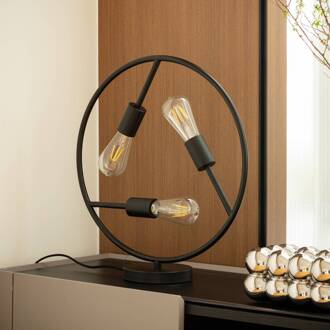 Linnard tafellamp van ijzer, 3-lamps zwart