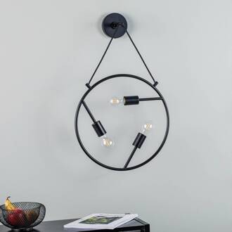 Linnard wandlamp van staal, 3-lamps zwart