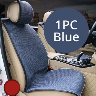 Linnen Auto Bekleding Vier Seizoen Universele Automobiles Stoelhoezen Anti Silp Pad Mat Auto Zitkussen Protector Ademende Vlas 1stk blauw