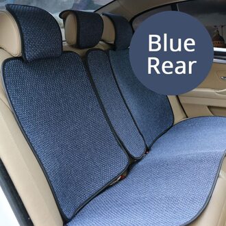 Linnen Auto Bekleding Vier Seizoen Universele Automobiles Stoelhoezen Anti Silp Pad Mat Auto Zitkussen Protector Ademende Vlas achterkant blauw