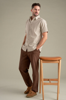 Linnen broek - koffie Donker Bruin - S