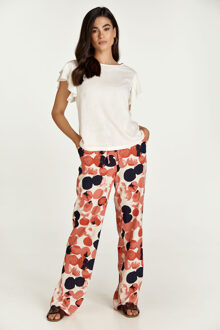 Linnen broek met abrikozenprint en wijde pijpen Veelkleurig - EU 38 / UK 10