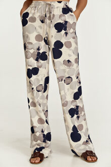 Linnen broek met grijze print en wijde pijpen Grijs