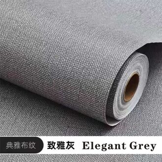 Linnen Geweven Home Decor Zelfklevende Behang Voor Woonkamer Slaapkamer Muurstickers Vinyl Waterdicht Contact Papier Elegant grijs / 60 x 500 cm