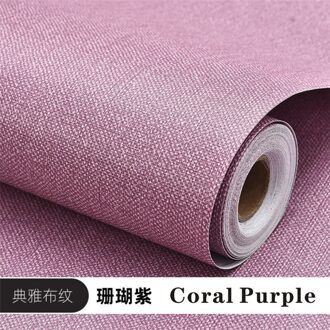 Linnen Geweven Home Decor Zelfklevende Behang Voor Woonkamer Slaapkamer Muurstickers Vinyl Waterdicht Contact Papier koraal paars / 60 x 500 cm