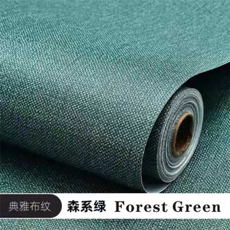 Linnen Geweven Home Decor Zelfklevende Behang Voor Woonkamer Slaapkamer Muurstickers Vinyl Waterdicht Contact Papier woud groen / 60 x 500 cm