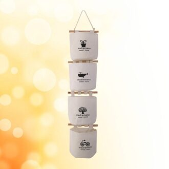 Linnen Katoen Stof Muur Deur Kast Opknoping Opbergtas 4 Zakken Over De Deur Organizer Voor Kamer Badkamer