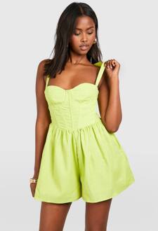 Linnen Look Blend Korset Romper, Green - 44