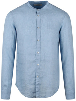 Linnen Mandarin Kraag Shirt Brian Dales , Blue , Heren - 2Xl,Xl,L,M,S,Xs
