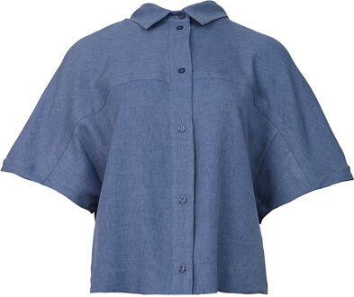 Linnen mix blouse Freya  blauw