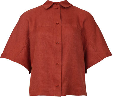 Linnen mix blouse Freya  rood