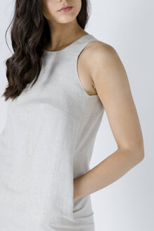 Linnen mouwloze zakjurk Zand - EU 40 / UK 12