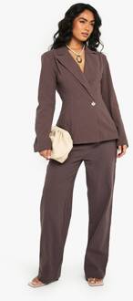 Linnen Op Maat Gemaakte Rechte Pijpenbroek, Chocolate - 38