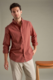 Linnen overhemd - Terracotta Donkerrood - XS