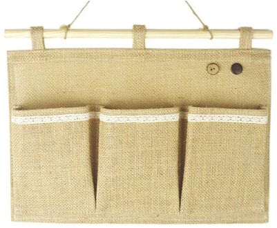 Linnen Stof Muur Deur Kast Opknoping Opbergtas Organizer (3 Zakken)