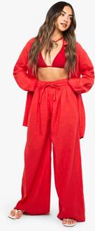 Linnen Strandbroek Met Wijde Pijpen, Red