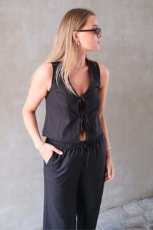 Linnen vest - Zwart - maat S