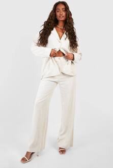 Linnenmix Op Maat Gemaakte Broek Met Rechte Pijpen, Natural Beige - 42