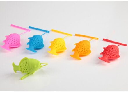 Linsbaywu Siliconen Leuke Vis Vissen Vormige Thee Blad Kruiden Zeef Filter Zetgroep Tassen Mooie Food Grade Siliconen Thee-ei Roze