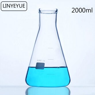 Linyeyue 2000Ml Glas Erlenmeyer Chemie Erlenmeyer Borosilicate Hoge Temperatuur Weerstand Laboratorium Apparatuur 2000ml met cap
