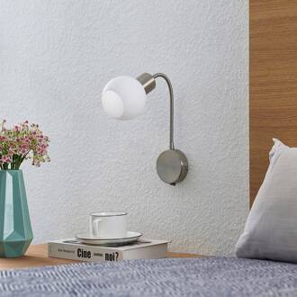 Lioma wandlamp met flexibele arm, nikkel nikkel satijn, opaal