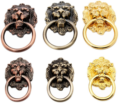 Lion Head knob Antique Handle Vintage Drawer Cabinet closet door Pull Ring knobs Bronze Brass Gold 67mm 90mm Furniture Hardware