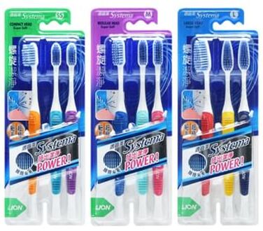 Lion Systema Super Soft Spiral Toothbrush SS - Random Color - 3 pcs