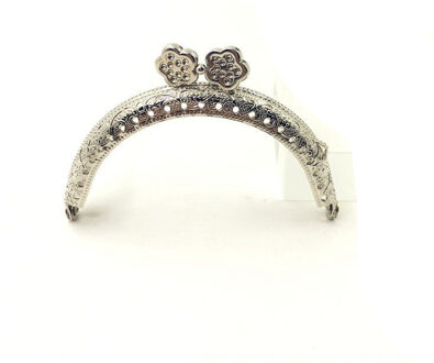 LIONSEN 8.5cm semi cirkel Pruim zilver brons Metal Purse Frame Handvat voor Clutch Bag Handtas Accessoires Maken Kus Sluiting lock nee.2 zilver