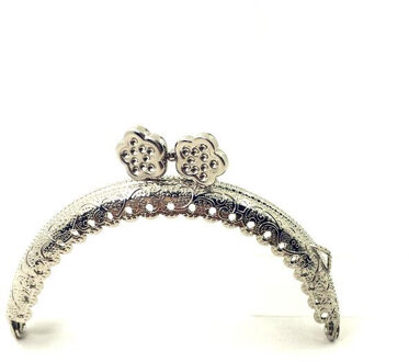 LIONSEN 8.5cm semi cirkel Pruim zilver brons Metal Purse Frame Handvat voor Clutch Bag Handtas Accessoires Maken Kus Sluiting lock nee.4 zilver lace