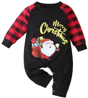 Lioraitiin 0-24M Baby Jongen Meisje Kerst Kleding Met Lange Mouwen Jumpsuit Herfst Kerstman Print Plaid Stiksels Romper outfit 6m