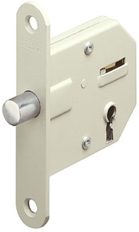 Lips 2084 Kastslot | DM50mm | S | voorplaat staal gelakt 20x107mm afgerond | verschillend sluitend | sluitplaat SPT2084/4S | DR 1+2+3+4 - A000325609