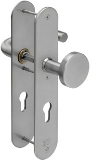 Lips ARU8203 Beslag langschild afgerond | PC-72 | krukmodel 10 | binnenzijde kruk en cilindersparing | geborsteld RVS | deurdikte 40mm en 54mm.