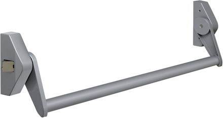 Lips FLAT101E Paniekopener Freedom Line model T | met duwstang | 1 sluitpunt met nachtschootblokkering | 860mm kleur zilvergrijs/zilvergrijs.