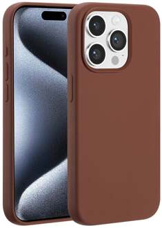 Liquid Silicone Backcover met MagSafe voor Apple iPhone 15 Pro Telefoonhoesje Bruin