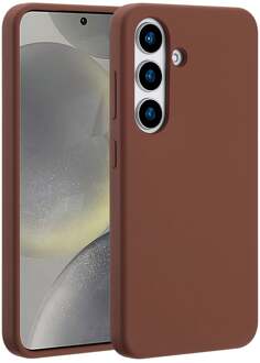 Liquid Silicone Backcover met MagSafe voor Samsung Galaxy S25 Telefoonhoesje Bruin