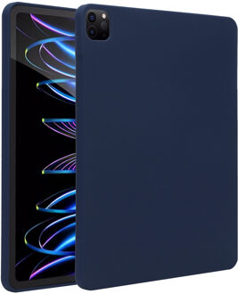 Liquid Silicone Backcover met penhouder iPad Pro 12.9 (2022) / Pro 12.9 (2021) / Pro 12.9 (2020) Tablethoesje Blauw