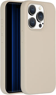 Liquid Silicone Backcover voor iPhone 15 Pro Telefoonhoesje Beige